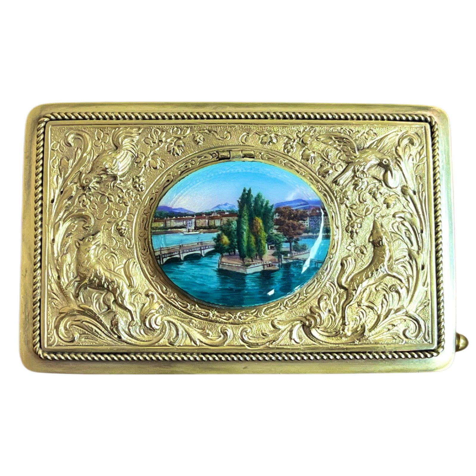marguerat singing bird box enamel lid