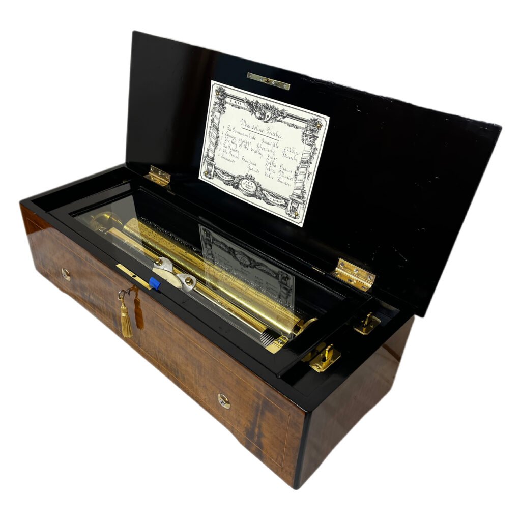 pvf mandolin antique musical box open