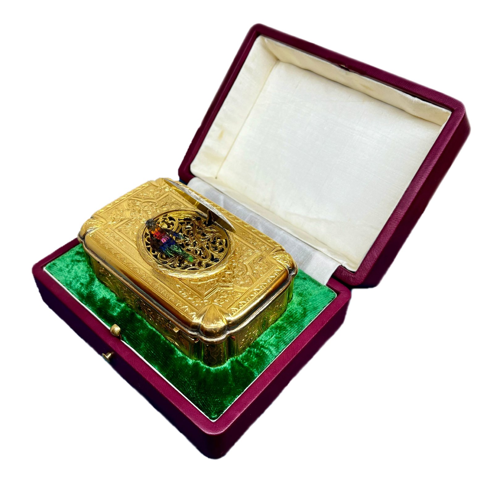 gilt singing bird box by bontems sgb2c 3