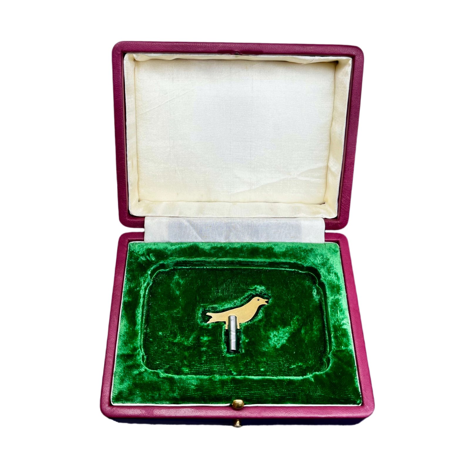 gilt singing bird box by bontems sgb2c case open