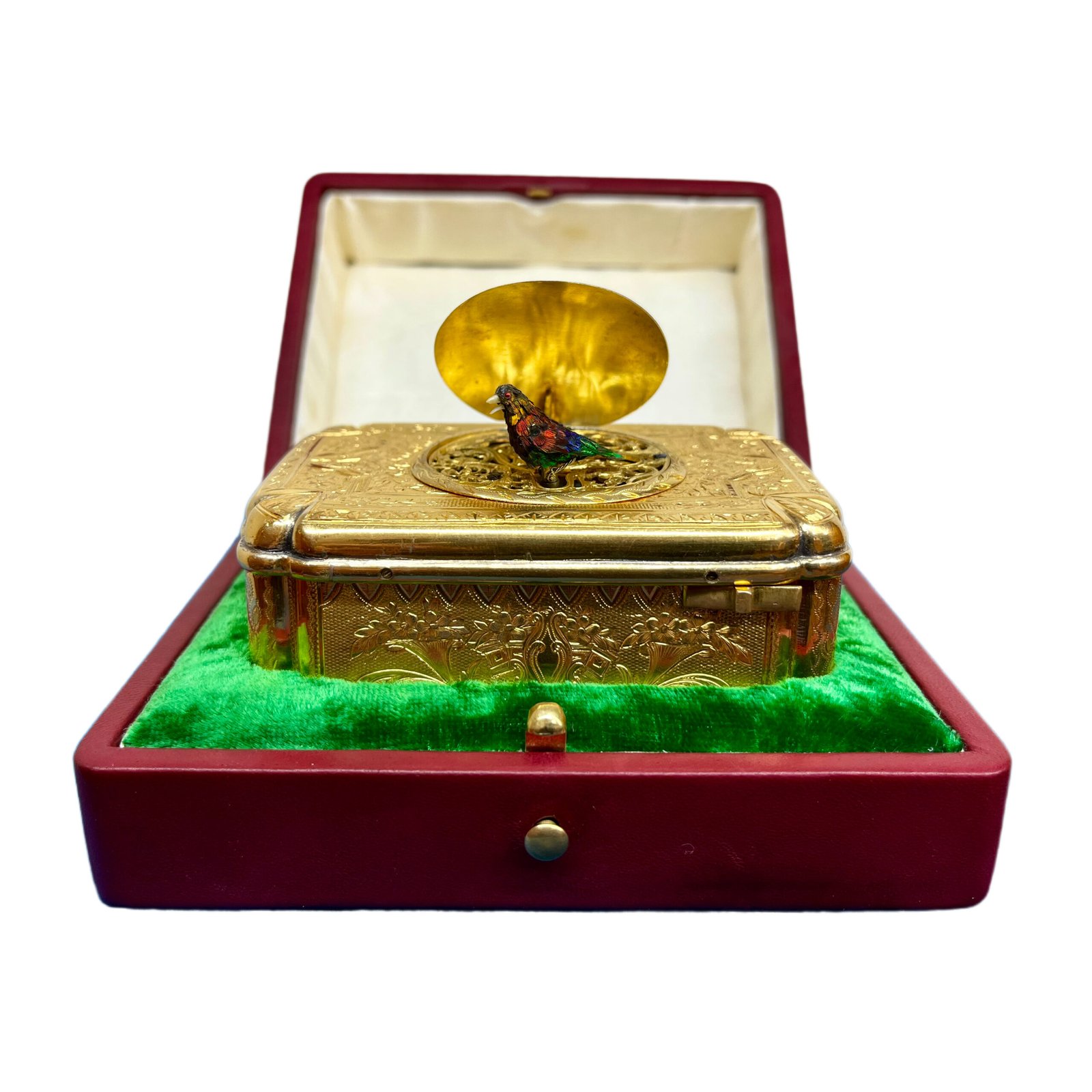 gilt singing bird box by bontems sgb2c fo